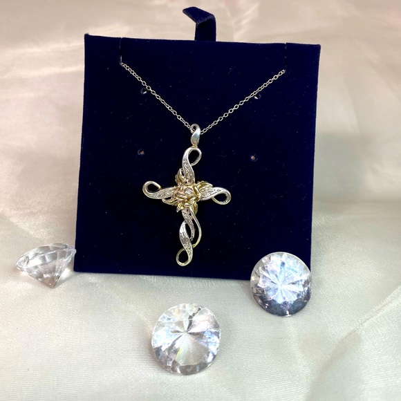 925 STERLING SILVER GORHAM rose crucifixinfinity necklace VINTAGE 🌹 ✝️ ♾️